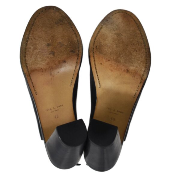 Rag & Bone Wyatt Black Leather Sling Back Peep Toe Heel, Size 40 (US 10) - Picture 9 of 12